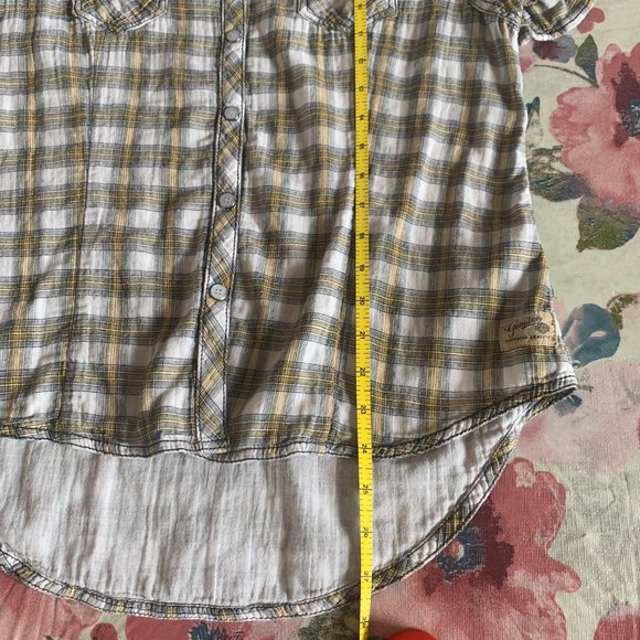 Women's Harley Davidson Button Down Yellow/Gray Plaid Shirt in Medium - Picture 8 of 9
